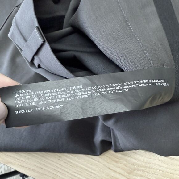 Theory Raffi Slim Fit Pants Mens 34X32 Gray Flat Front Busines Office Career - Picture 6 of 9